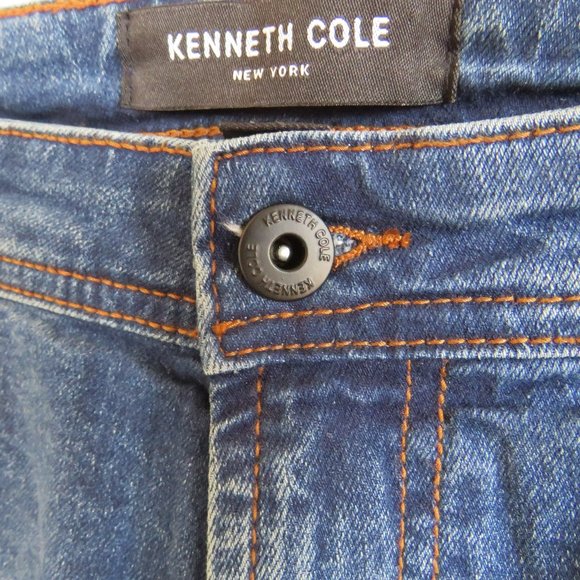 Kenneth Cole* Men's 1.5" Belt‎ Loop Denim Wash Dark Blue Jeans~ Size W34 x L30 - Picture 3 of 13